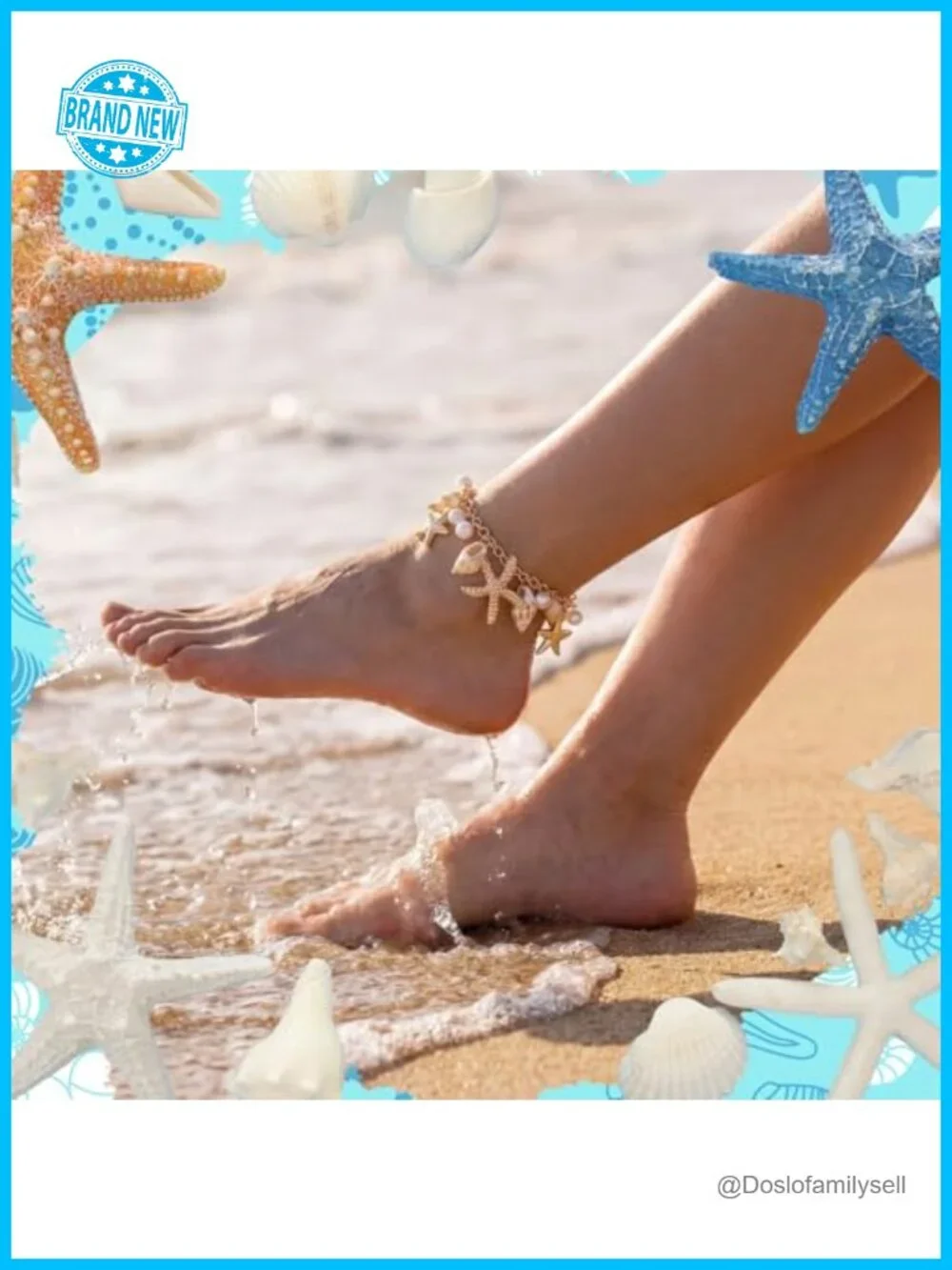 32 Pcs Summer Beach Anklets Shell Bead Gold Plated Boho Adjustable Stackable